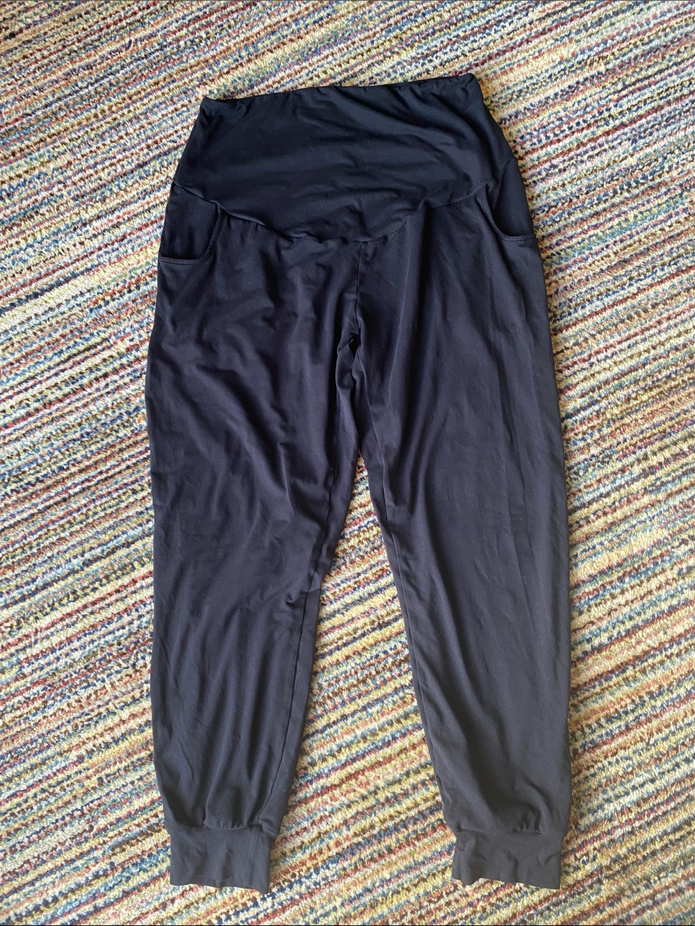 Black Maternity Jogger Leggings with Side Pockets